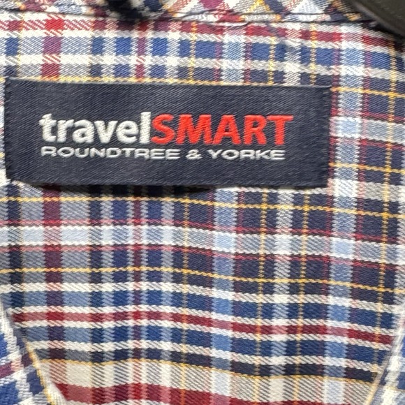 ROUNDTREE & YORKE Men Plaid travelSMART LT LG-Tall Shirt Red Blue  NWT $69 - Picture 4 of 9